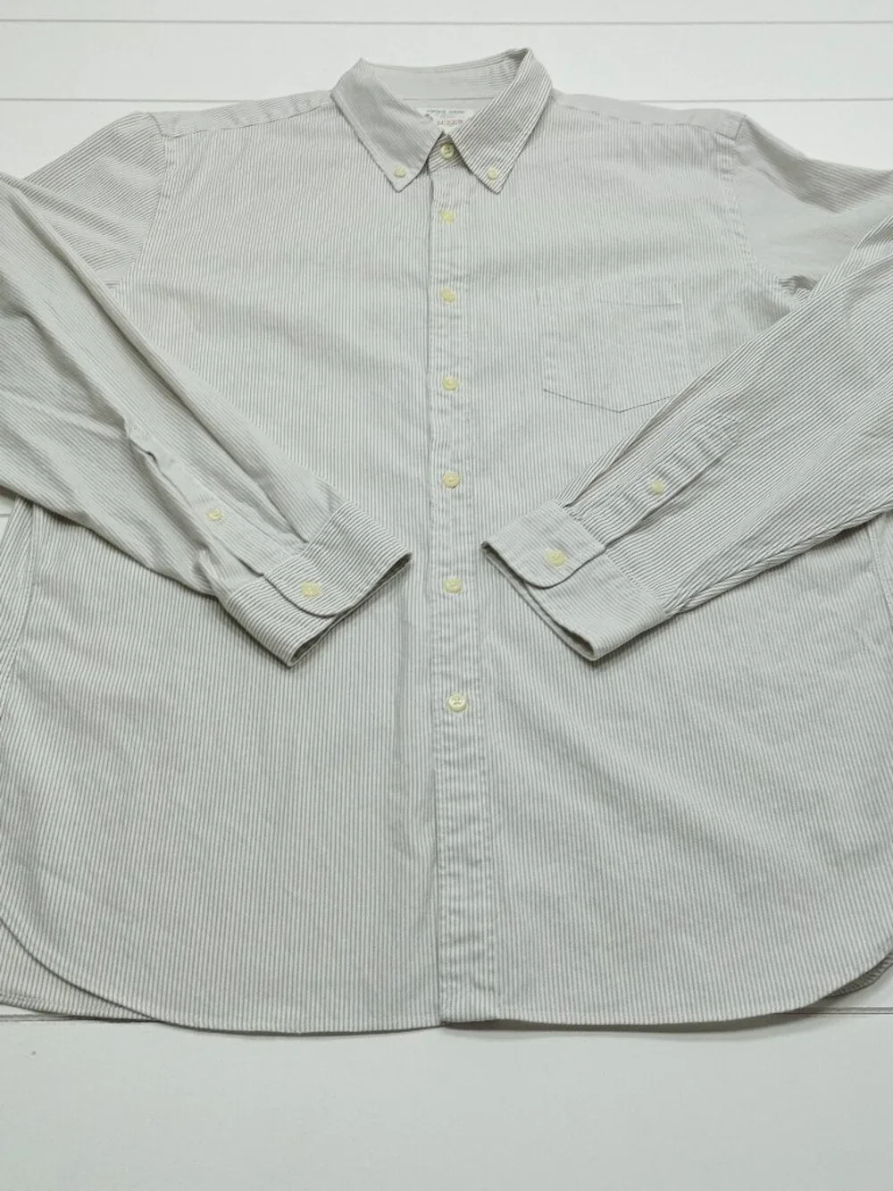 J Crew Vintage Oxford Shirt Mens XL Gray Stripe Cotton Button Down Preppy